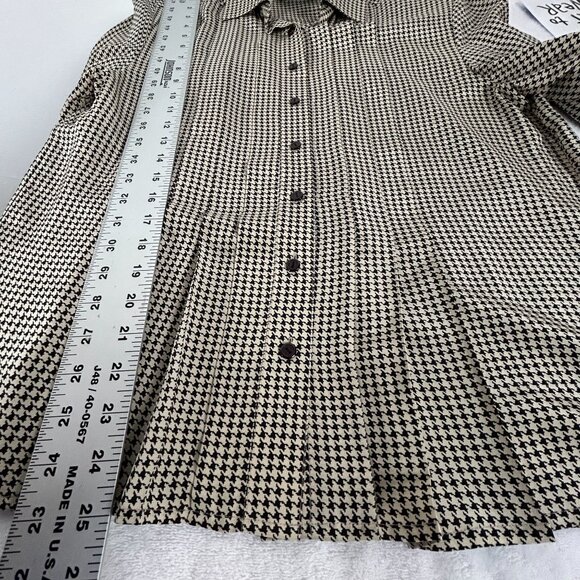 Vintage Ciasport for Robinsons Womens Houndstooth Button-Up Shirt 10 Black Retro - Picture 5 of 6